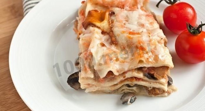 Лазанья с сыром и грибами