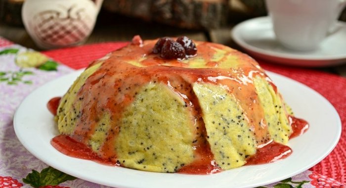 Творожная запеканка с маком и яблоками без выпечки