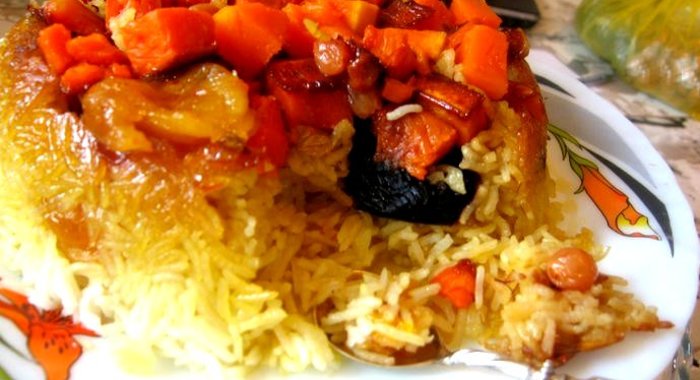 Плов с тыквой и сухофруктами