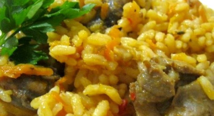 Плов из желудков куриных