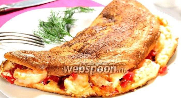 Омлет с тигровыми креветками