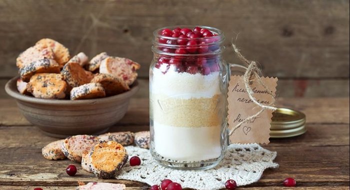 Клюквенное печенье в банке в подарок, Сделай сам!