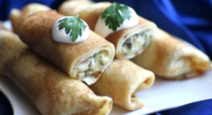 Блинчики с грибами и картошкой