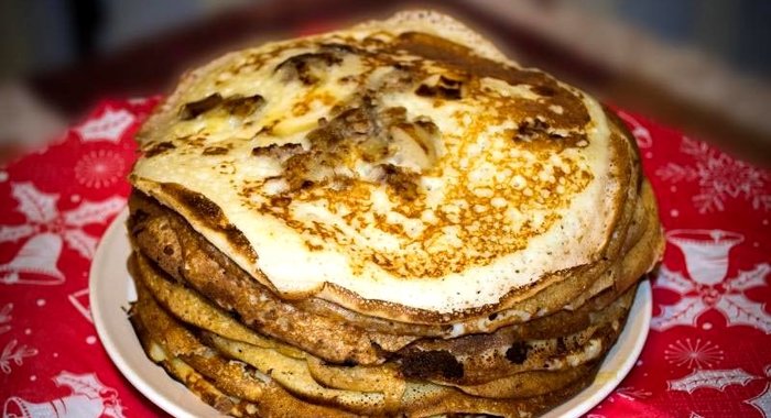 Блины с припеком с грибами