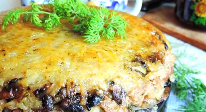 Постная запеканка с грибами