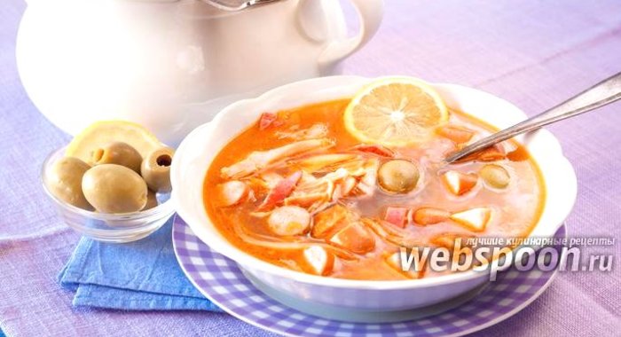 Солянка на курином бульоне