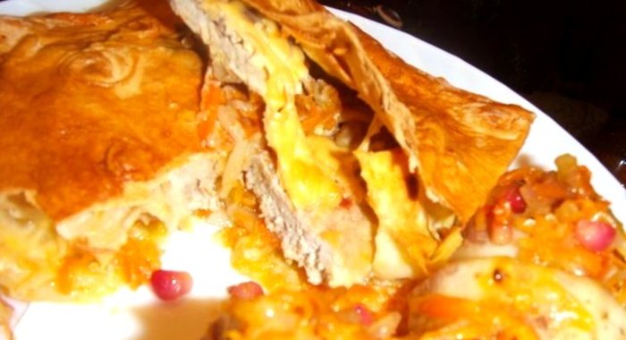 Мясо в лаваше в духовке
