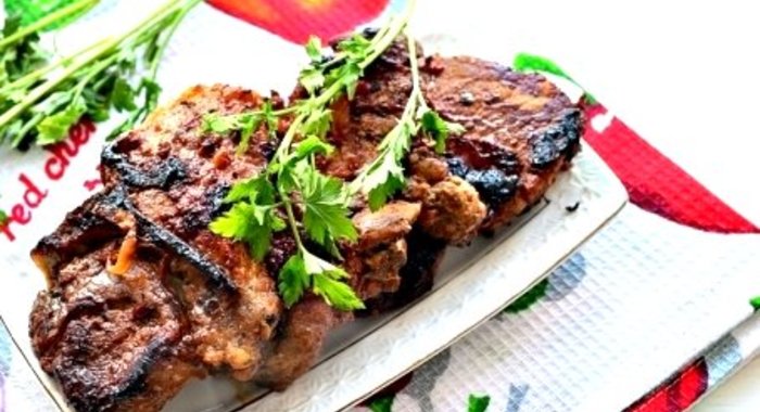 Шашлык из телятины на сковороде