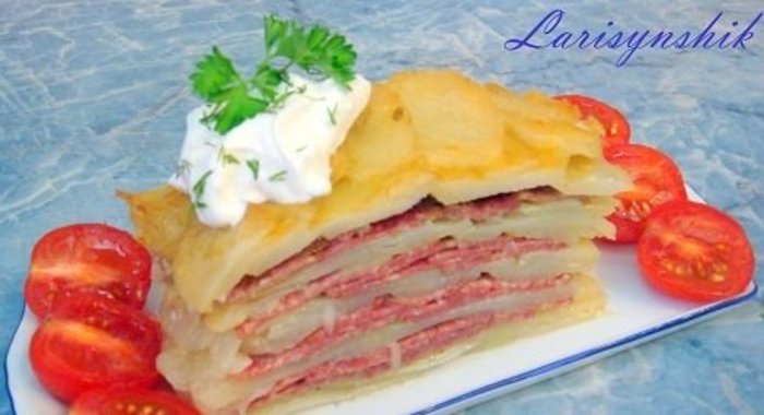 Картофельная запеканка с салями (карит)