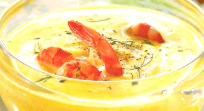Овощной суп-пюре с креветками