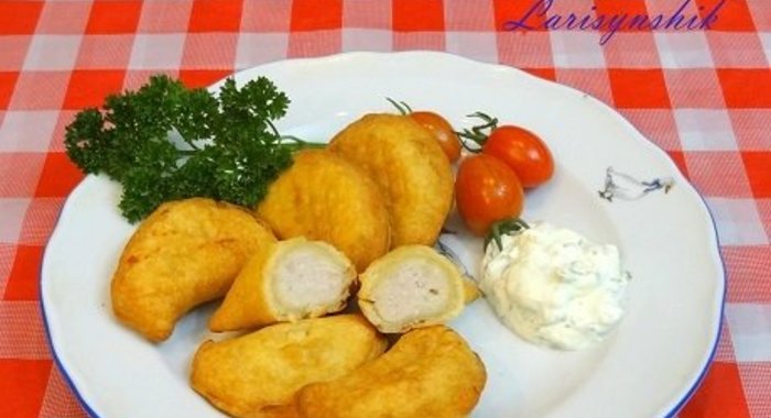 Вареники с курицей жареные