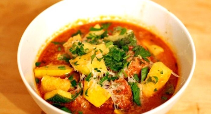 Овощное рагу с патиссонами