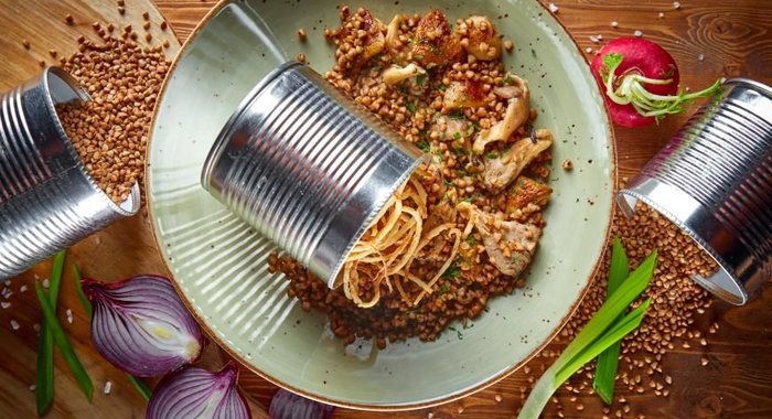 Гречневая каша с вешенками и белыми грибами