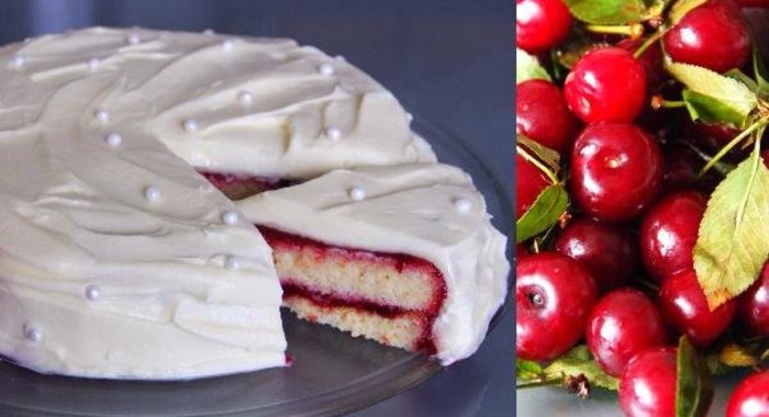 Картофельный торт с вишневым конфитюром и марципаном