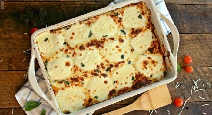 Сливочная лазанья - капрезе с курицей