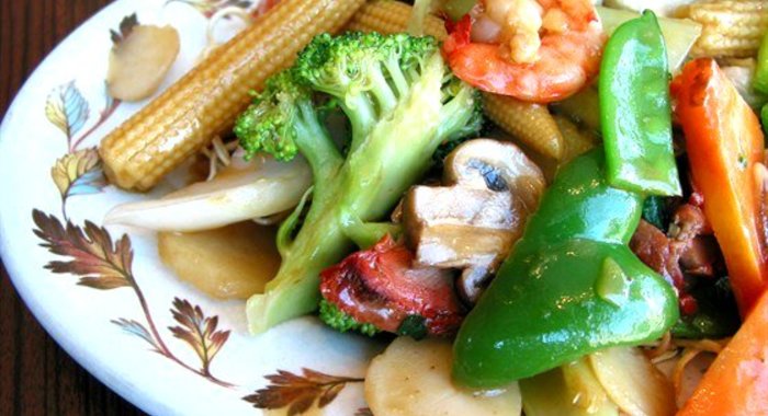 Овощи с креветками