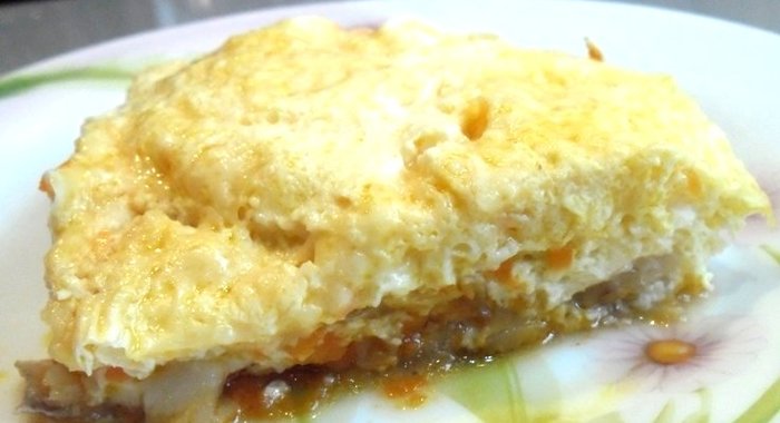 Минтай в омлете в духовке