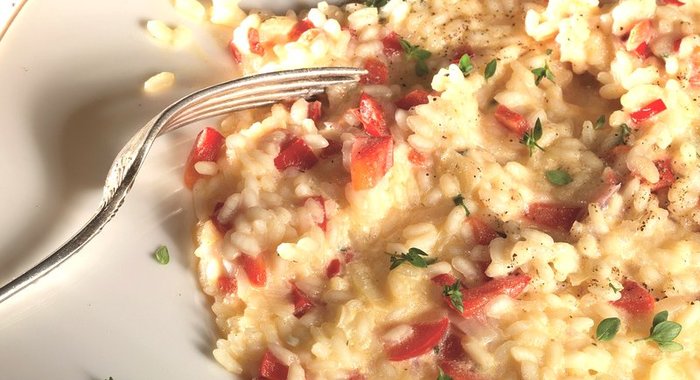 Ризотто со сливками и сладким перцем