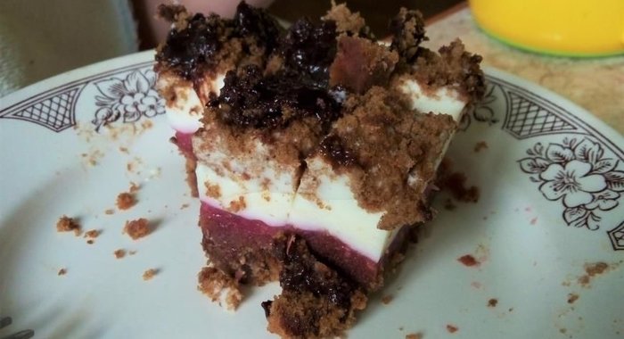 Бисквитное пирожное с ягодным желе и сливочным муссом