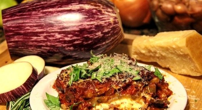 Лазанья с баклажанами и грибами