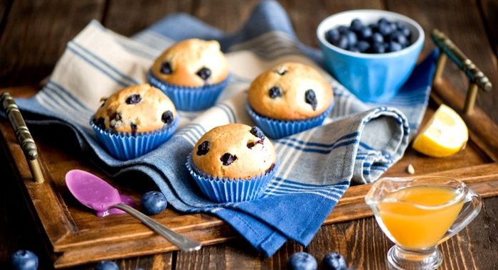 Творожный кекс с черникой