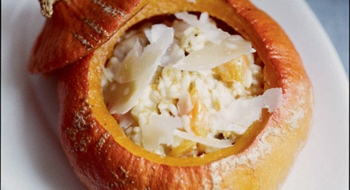 Ризотто с печеной тыквой, каштанами и маскарпоне