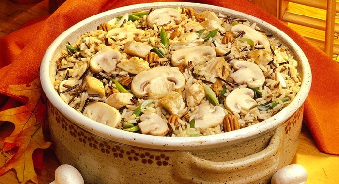 Постный плов с грибами