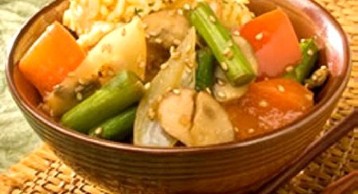 Жареные овощи с рисом