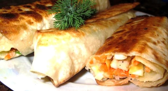 Трубочки из лаваша с начинкой