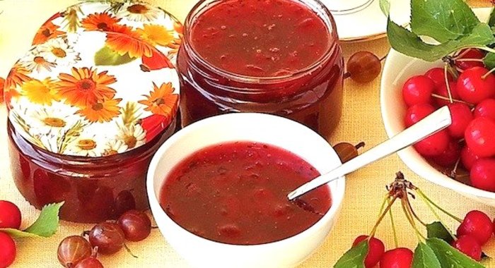 Джем из крыжовника и черешни