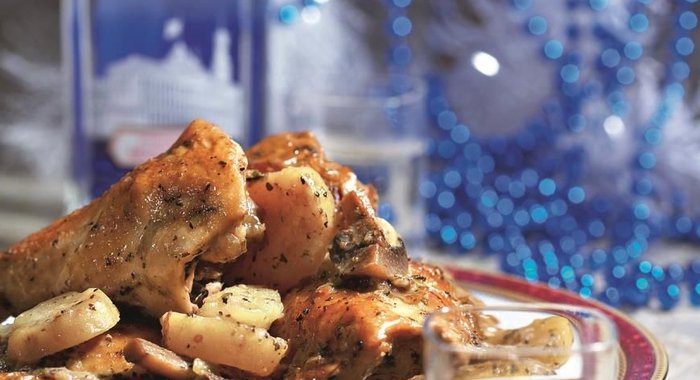 Рагу из индейки с грибами и имбирем