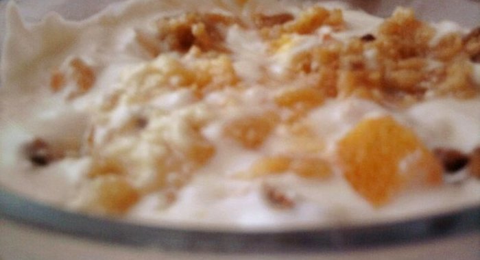 Творожно-апельсиновыый мусс с меренгой и апельсинами