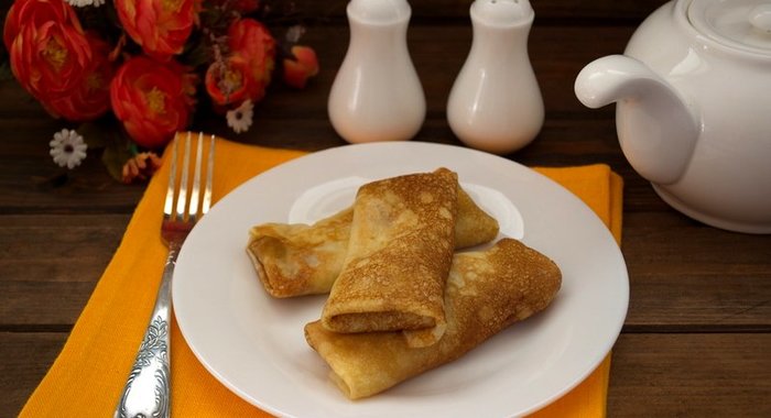 Блины с ветчиной и сыром