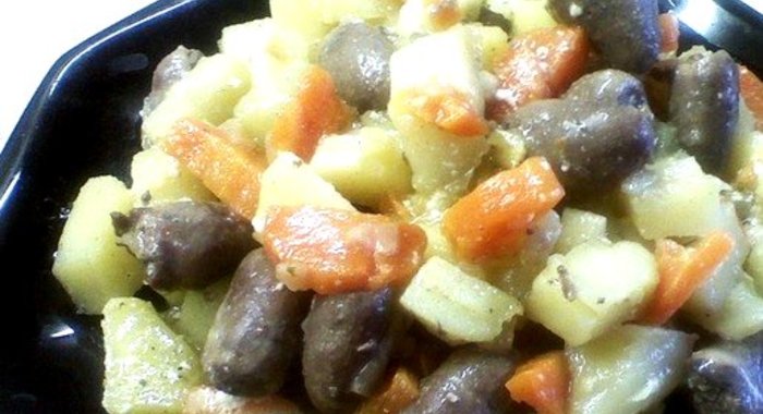 Жаркое из куриных сердечек
