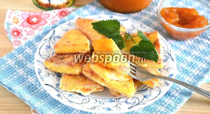 Жареный сулугуни с абрикосовым джемом