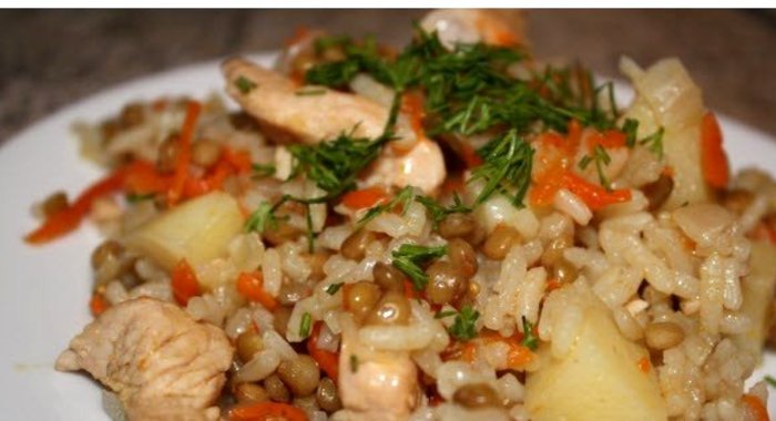 Плов с чечевицей и рисом