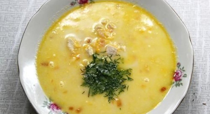 Кукурузный суп пюре с курицей