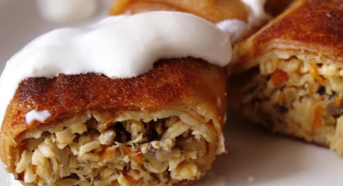 Блинчики с курицей и грибами