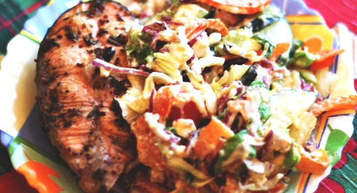 Стейк семги с лаймом и травами