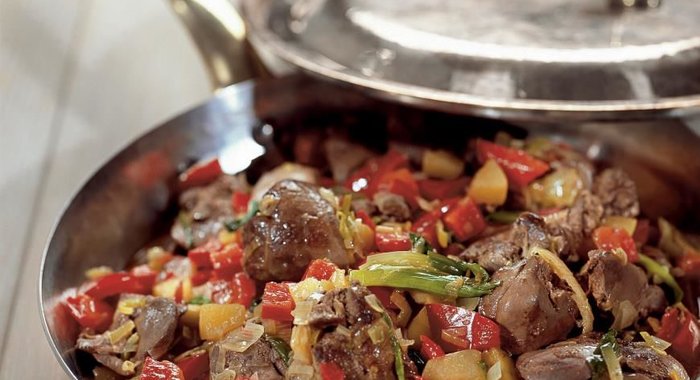 Жаркое из куриной печенки