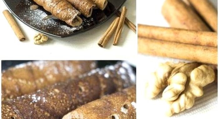 Ароматные ролл-блинчики с ореховой начинкой