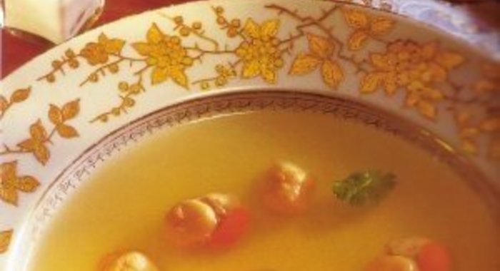 Морские гребешки в чесночном бульоне