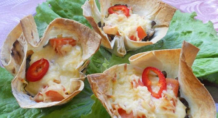 Корзиночки из лаваша с начинкой