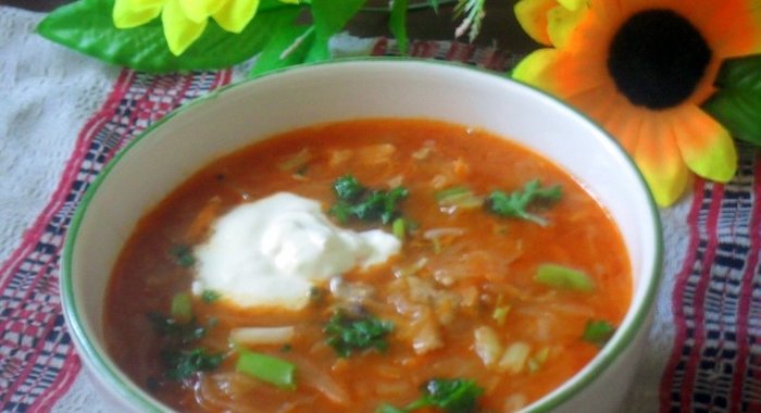 Деревенские щи из квашеной капусты