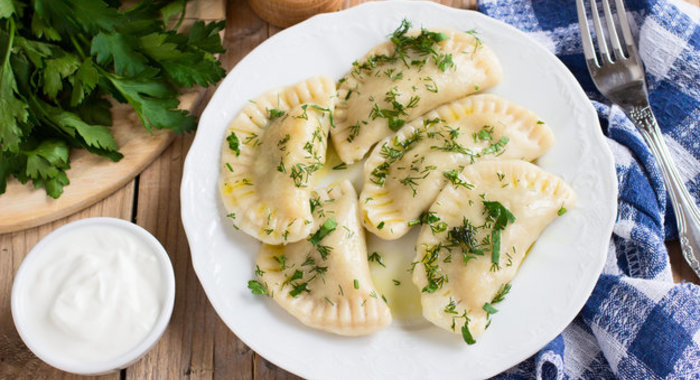 Вареники с картофелем и беконом