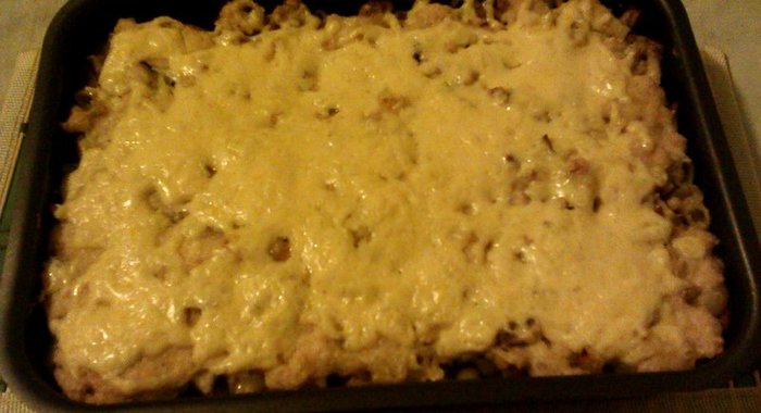 Запеканка из макарон с курицей