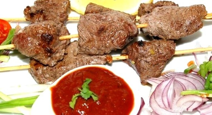 Шашлык на сковороде из говядины