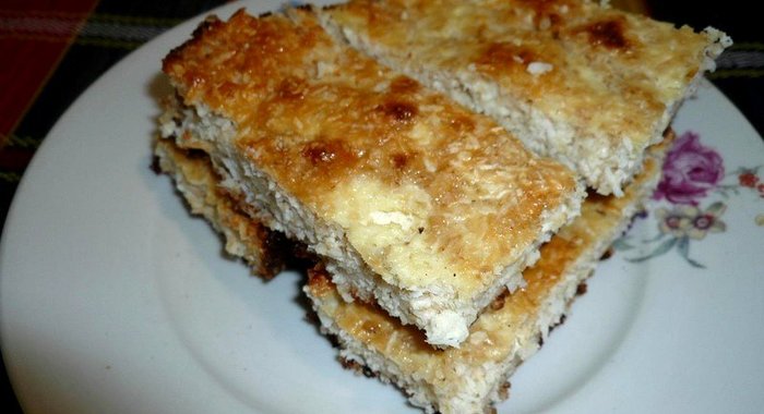 Запеканка творожная с кокосовой стружкой и отрубями