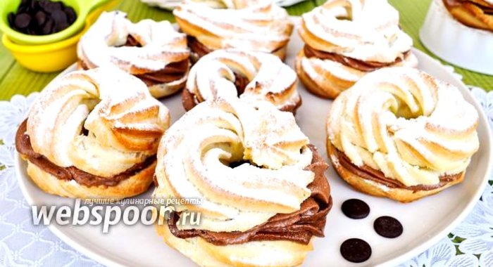 Заварные кольца с шоколадно-кофейным кремом