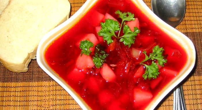 Острый борщ на овощном бульоне